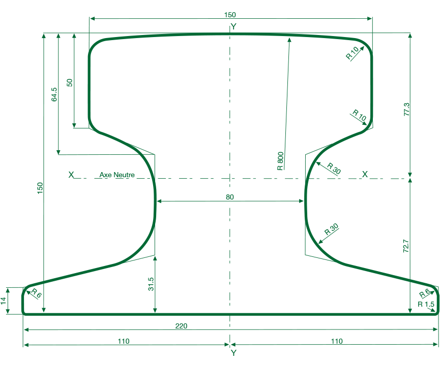 A150 crane rail from EMRAILS are manufactured to DIN standard (German Institute of Standards) in 12 metre lengths. They generally used in applications such as trolley rails, crane rail, mining rails, car-dumpers, and multiple other applications.