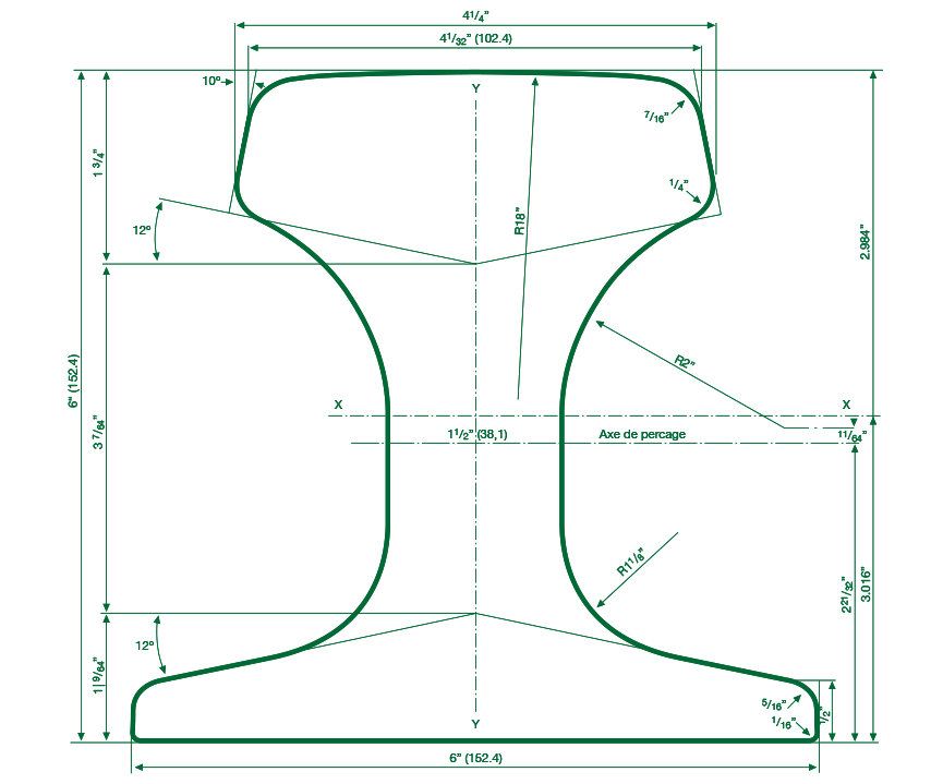 MRS 87B / CR175 crane rail from EMRAILS manufactured to ARCELOR standard in 12 metre lengths.